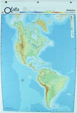 Mapa Alfa N3 Fsico Poltico Amrica 40 Hjs