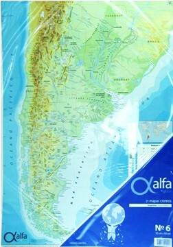Mapa Alfa N6 Fsico Poltico Repblica  Argentina 25 Hjs
