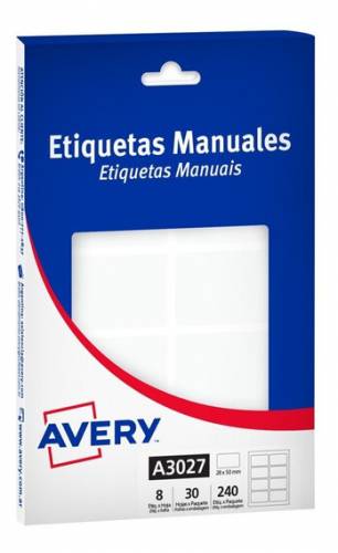 Etiquetas Avery A6 Comercial A3027 X 30 Hjs (28 X 50 Cm)