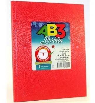 Cuaderno Laprida Ab3 Forrado Rojo T/d 50 Hjs Cuadriculado 