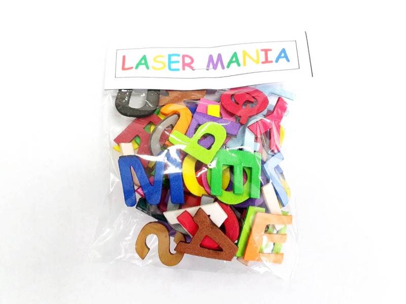 Goma Eva Letras Abecedario 3 Cm Chico Bolsa X 80