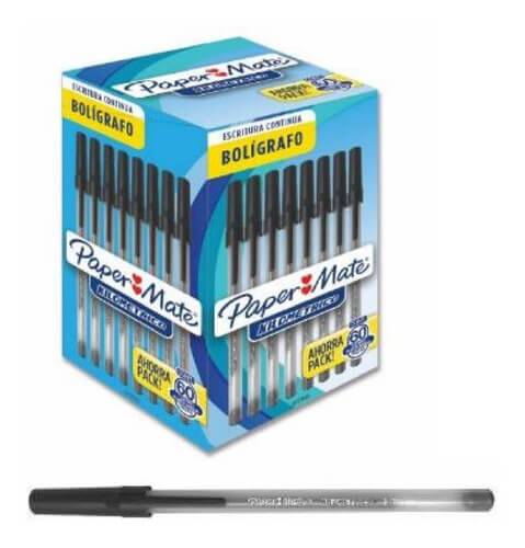 Boligrafo Paper Mate Kilometrico Negro Caja X 60 Unid 2077843