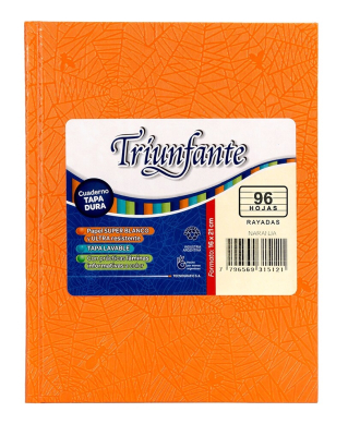 Cuaderno Triunfante Forrado T/D 96 Hjs Rayado Naranja
