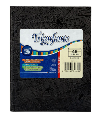 Cuaderno Triunfante Forrado T/D 48 Hjs Rayado Negro