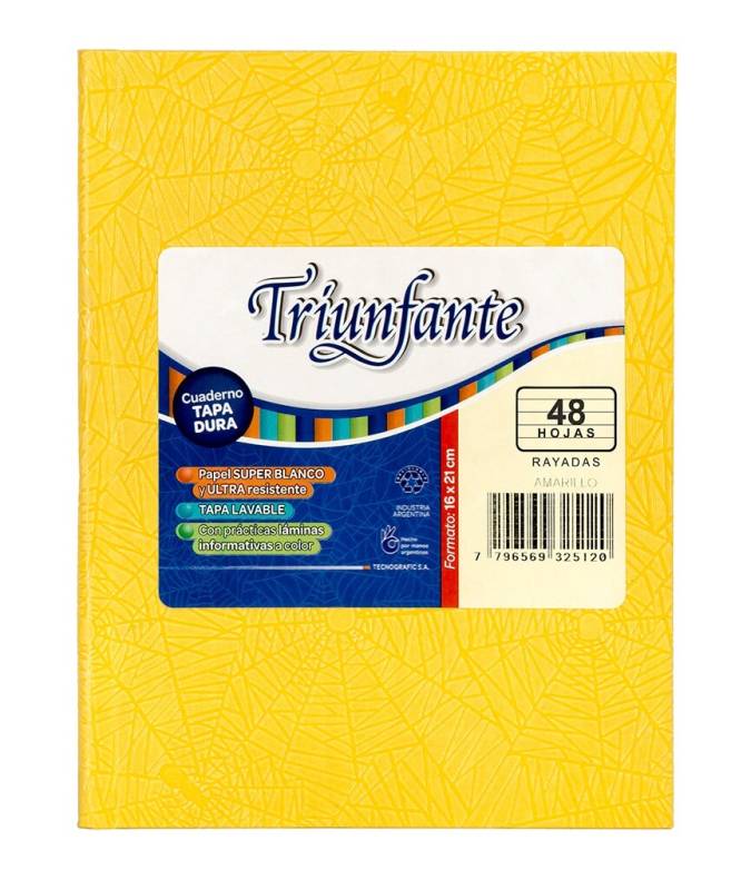 Cuaderno Triunfante Forrado T/D 48 Hjs Rayado Amarillo