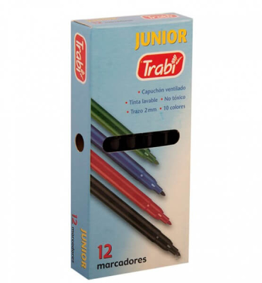 Marcador Trabi Junior 2Mm Negro Caja X 12