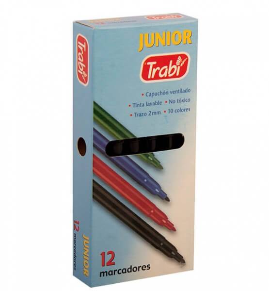 Marcador Trabi Junior 2Mm Negro Caja X 12