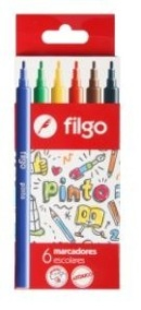 Marcadores Filgo Pinto Escolar Caja X 6 Colores 2220