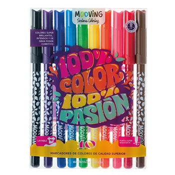 Marcadores Mooving Coloring Estuche X 10 Colores 3021010