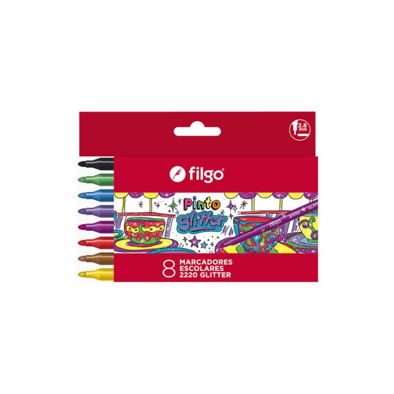 Marcadores Filgo Glitter Estuche X 8 Colores