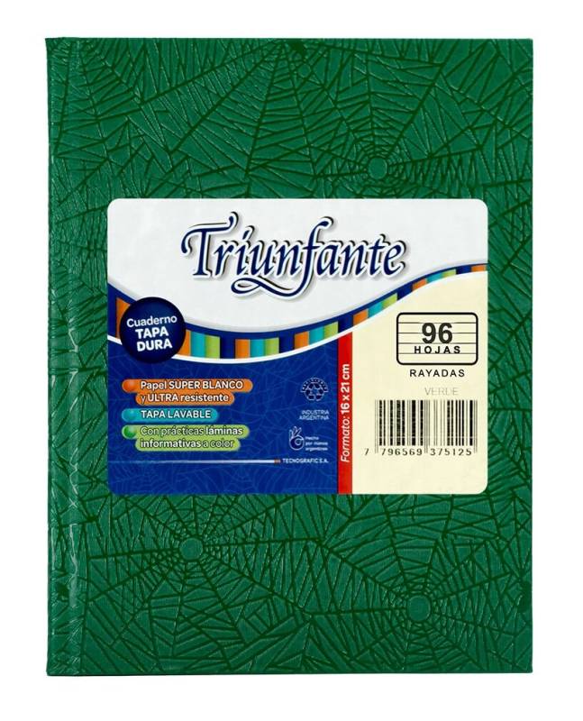 Cuaderno Triunfante Forrado T/D 96 Hjs Rayado Verde