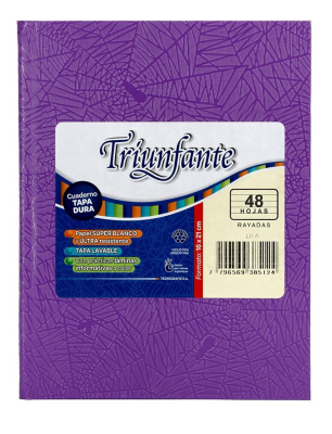 Cuaderno Triunfante Forrado T/D 48 Hjs Rayado Lila