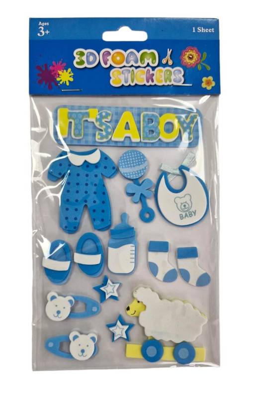 Goma Eva Figuras 3D Stickers En Plancha Baby Boy 50371