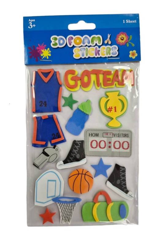 Goma Eva Figuras 3D Stickers En Plancha Basquet 50459
