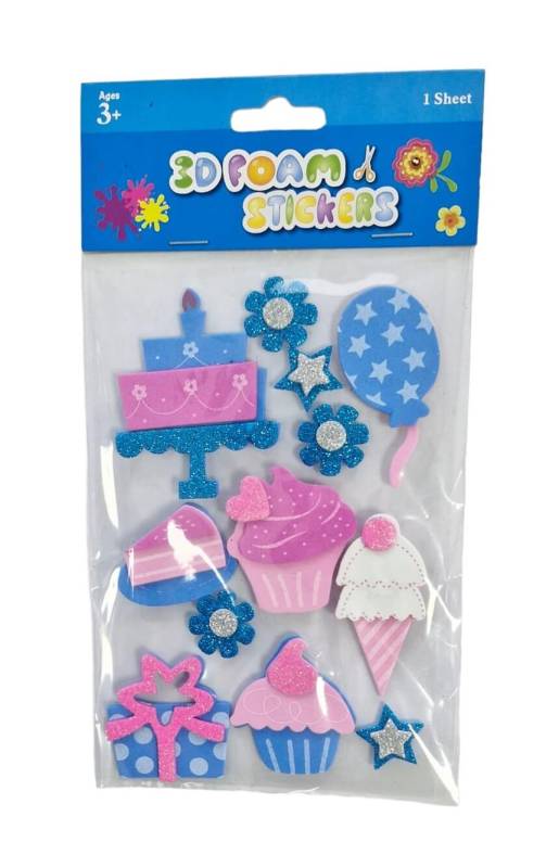 Goma Eva Figuras 3D Stickers En Plancha Cake 50423