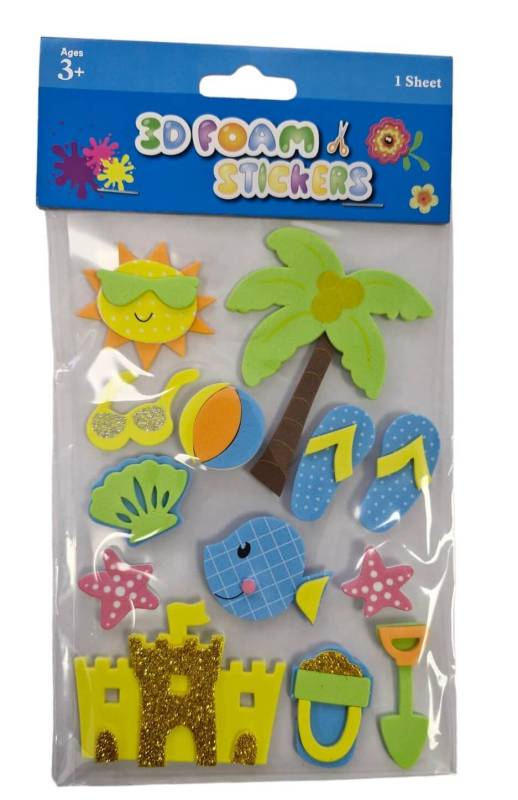 Goma Eva Figuras 3D Stickers En Plancha Playa 50419