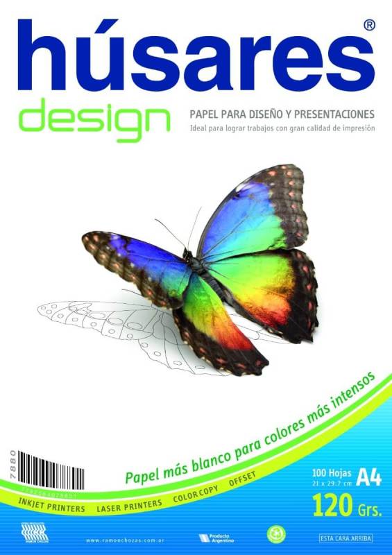 Papel A4 Husares 7880 Design 120 Grs Hoja Lisa X 100 Unid