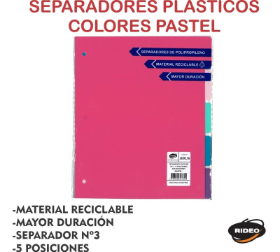 Separador De Materias Rideo Escolar Pastel 5 Posic 2001/6