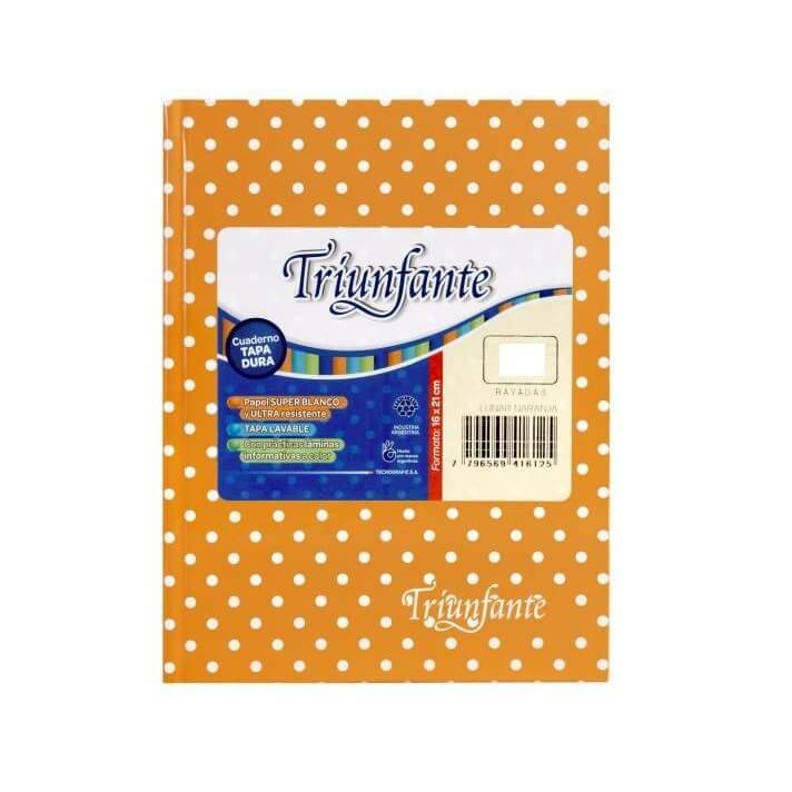 Cuaderno Triunfante Lunares T/D 48 Hjs Rayado Naranja