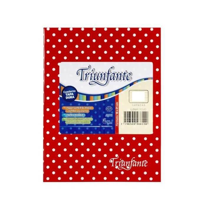 Cuaderno Triunfante Lunares T/D 48 Hjs Rayado Rojo