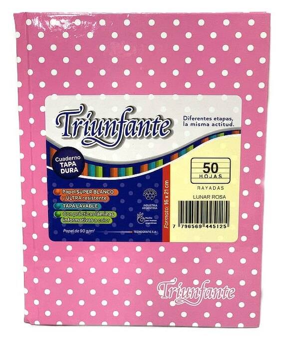 Cuaderno Triunfante Lunares T/D 48 Hjs Rayado Rosa