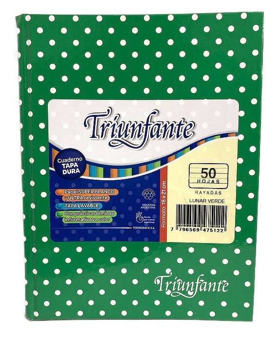 Cuaderno Triunfante Lunares T/D 48 Hjs Rayado Verde