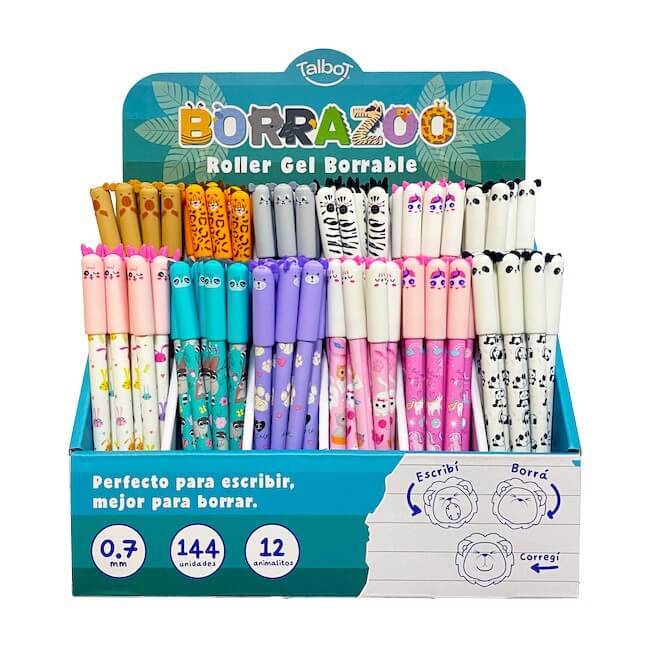 Lapicera Roller Talbot Borrable Animales Azul 0,7Mm Display X 144 Un