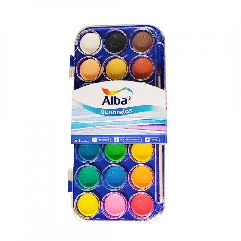Acuarela Alba Estuche Plast X 21 Colores C/Pincel