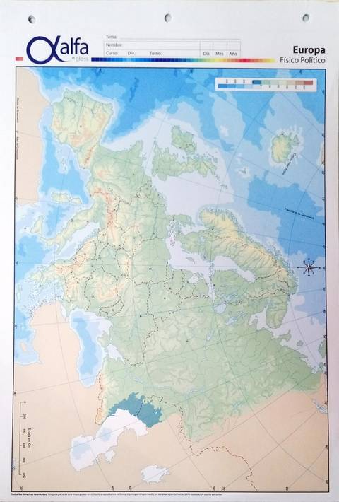 Mapa Alfa N°5 Físico Político Europa 20 Hjs