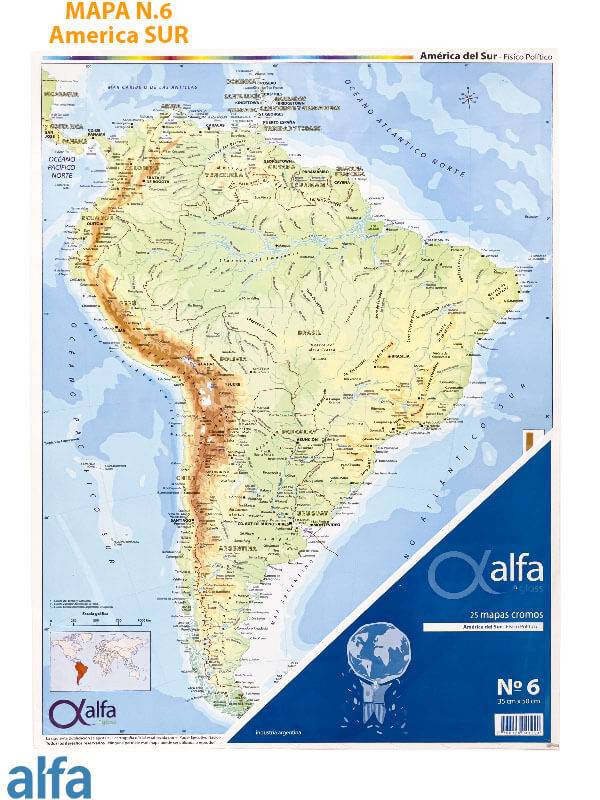 Mapa Alfa N°6 Físico Político América Del Sur 25 Hjs