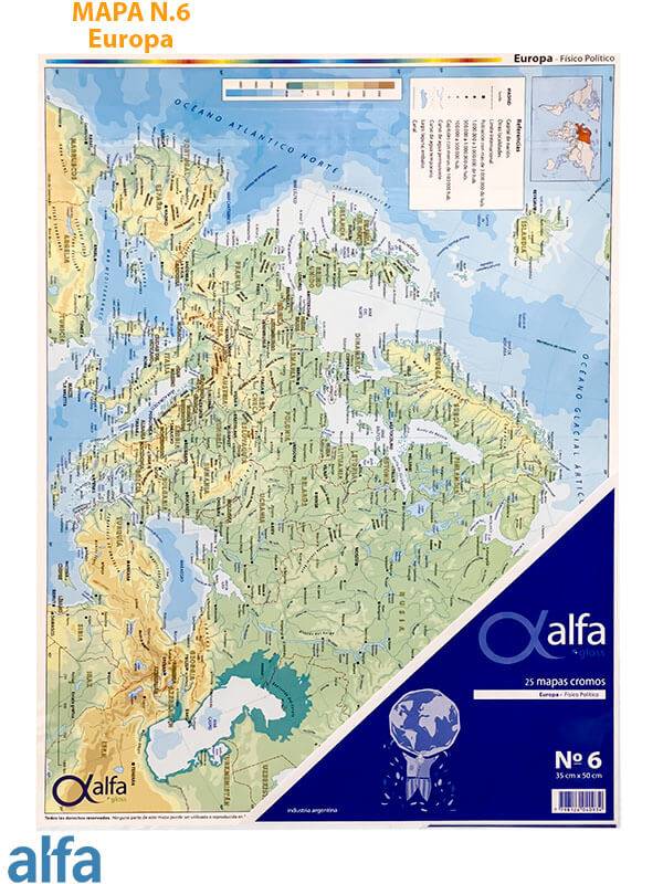 Mapa Alfa N°6 Físico Político Europa 25 Hjs