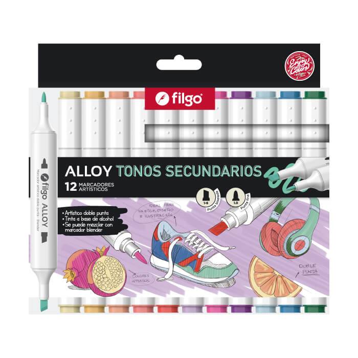 Marcadores Filgo Alloy Doble Punta Estuche X 12 Colores Secundario