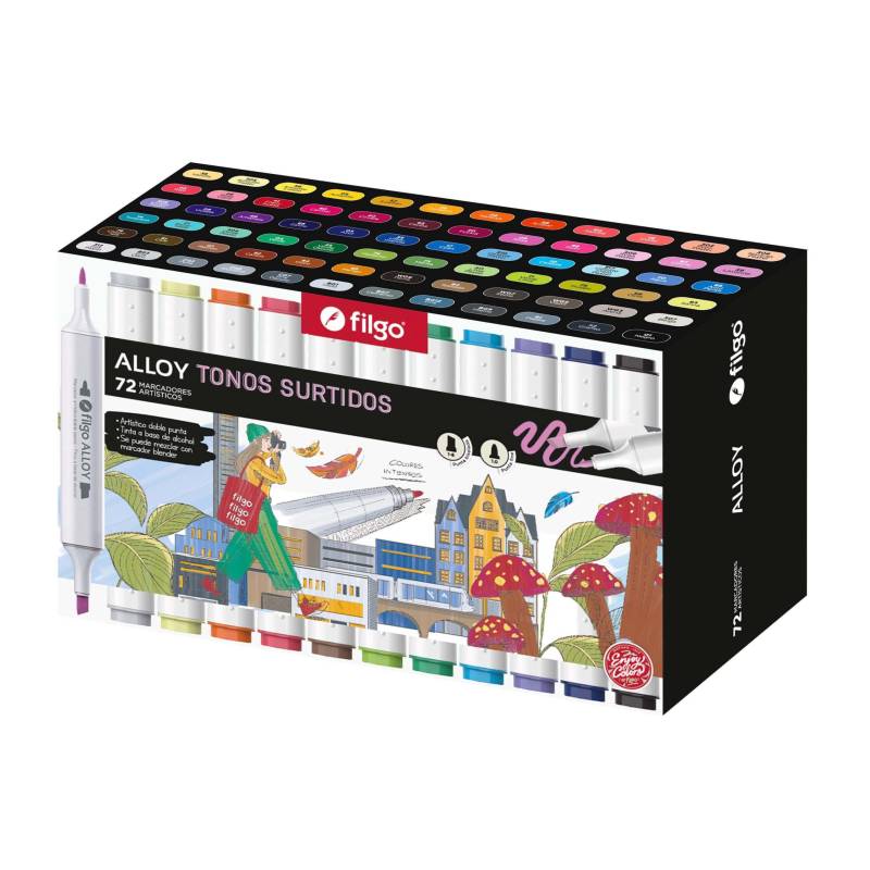 Marcadores Filgo Alloy Doble Punta Estuche X 72 Colores