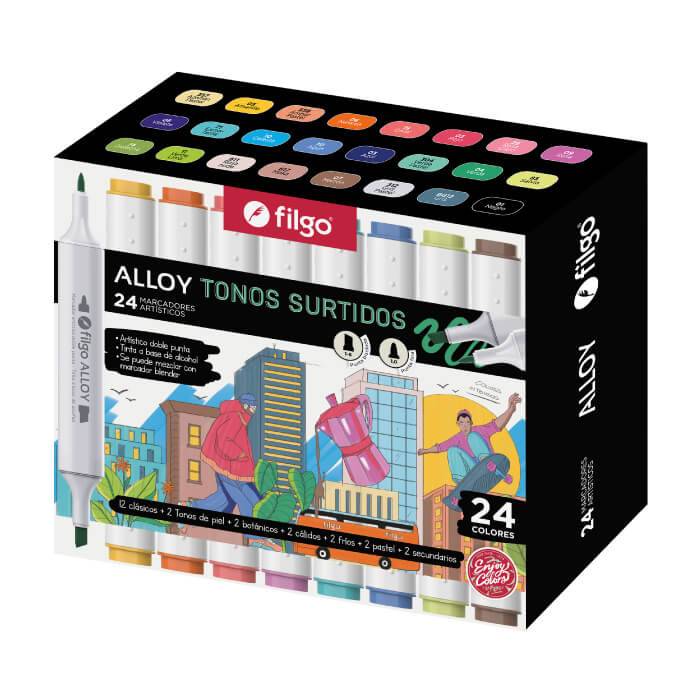 Marcadores Filgo Alloy Doble Punta Estuche X 24 Colores