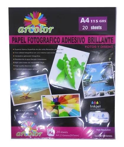Papel Fotografico A4 X 20 Unid Autoadhesivo Arcolor 135 Grs