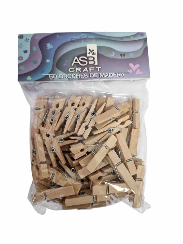 Broche Madera Natural Asb 3,5Cm X 50 Unid