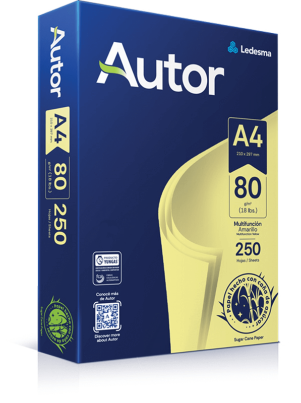 Papel Ledesma Autor 80 Gr A4 Color Amarillo X 250 Hj