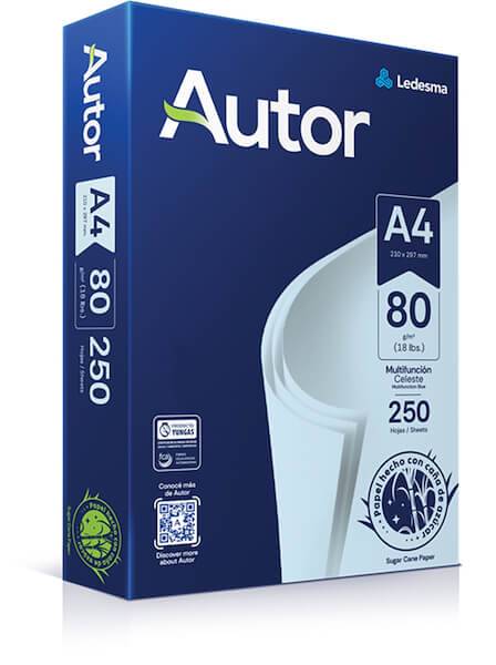 Papel Ledesma Autor 80 Gr A4 Color Celeste X 250 Hj