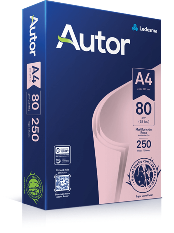 Papel Ledesma Autor 80 Gr A4 Color Rosa X 250 Hj