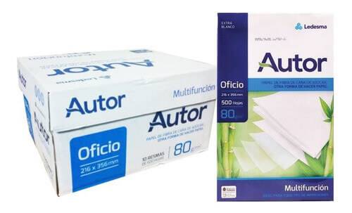 Papel Ledesma Autor 80 Gr Oficio 216X356 Mult Caja X 10 Unid