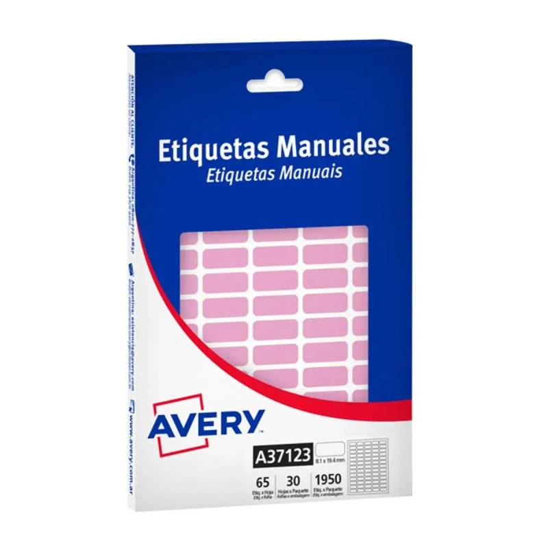 Etiquetas Avery A6 37123 Pastel Rosa X 30 Hjs