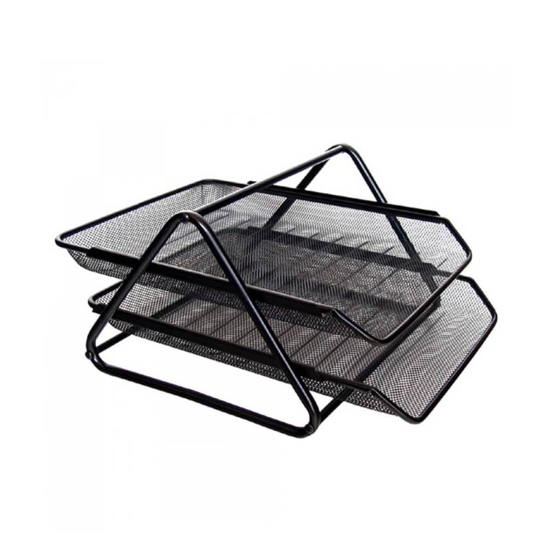 Bandeja Papelera Values Metal Calado 2 Pisos Negra