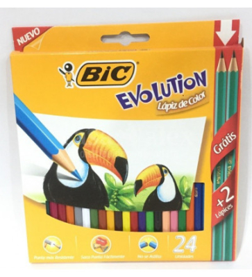 Lapices Colores Bic Evolution Largos X 24 (+2 Grafito) 