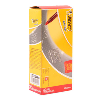 Boligrafo Bic Ultra Fina 0.7Mm Rojo Caja X 25 Un