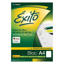 Block Éxito A4 X 80 Hjs Rayado Emblocado 5 Perforaciones