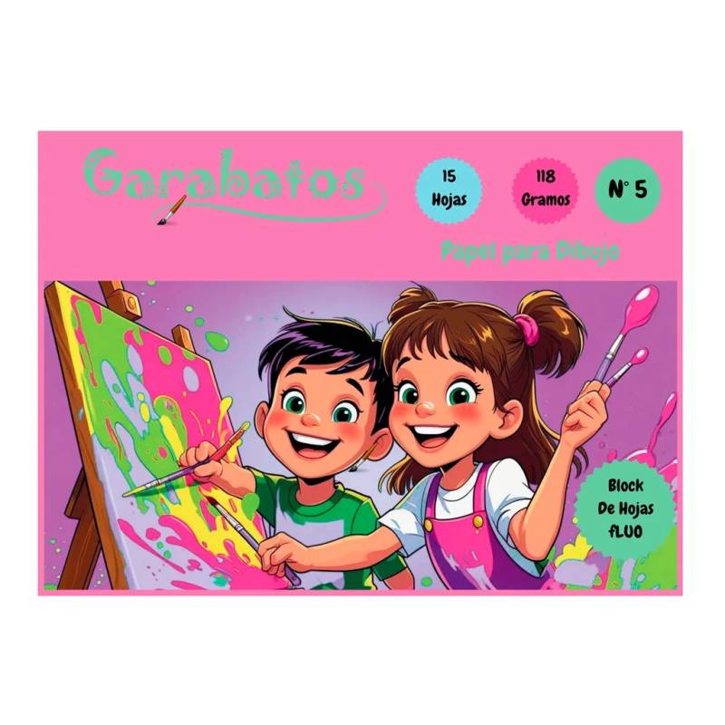 Block De Dibujo Nº5 Garabatos X 15 Hjs Fluo