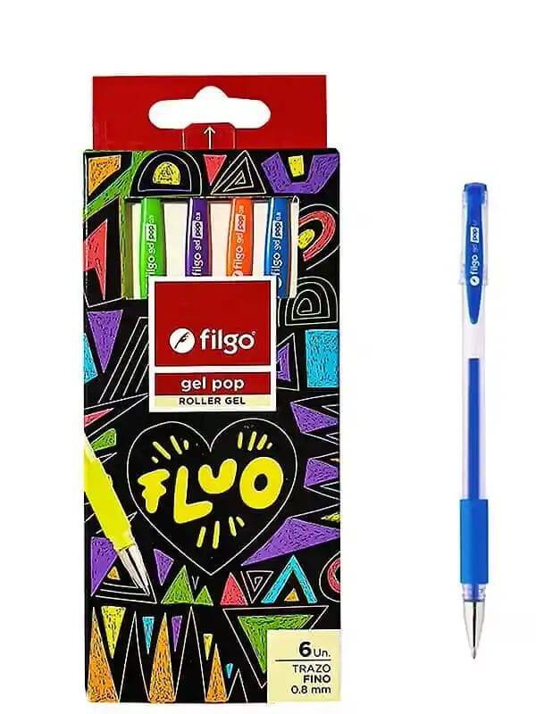 Boligrafo Filgo Pop Gel Fluo X 6 Colores En Estuche