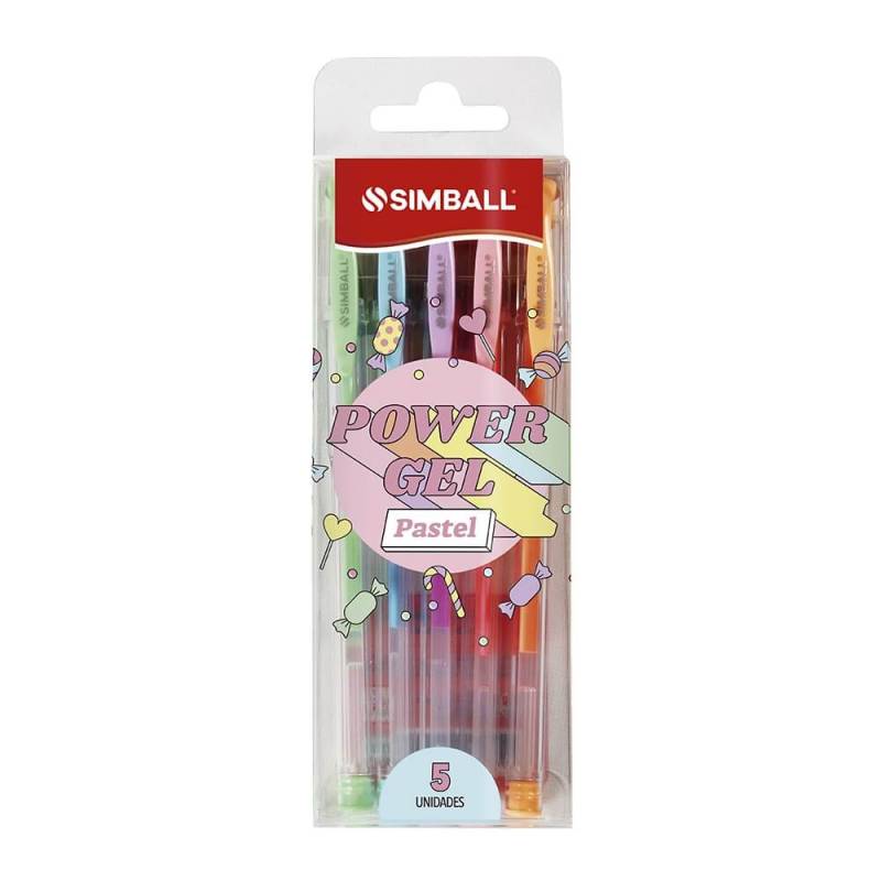 Boligrafo Simball Gel Power Pastel X 5 Unid En Estuche
