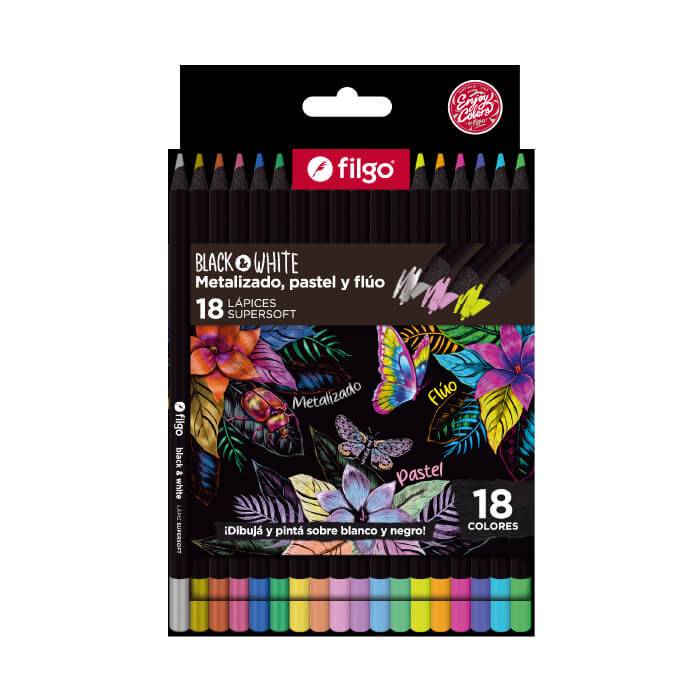 Lapices De Colores Filgo Black & White X 18 Colores