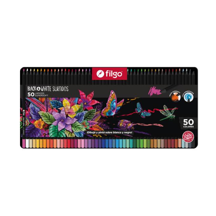 Lapices De Colores Filgo Black & White X 50 Colores